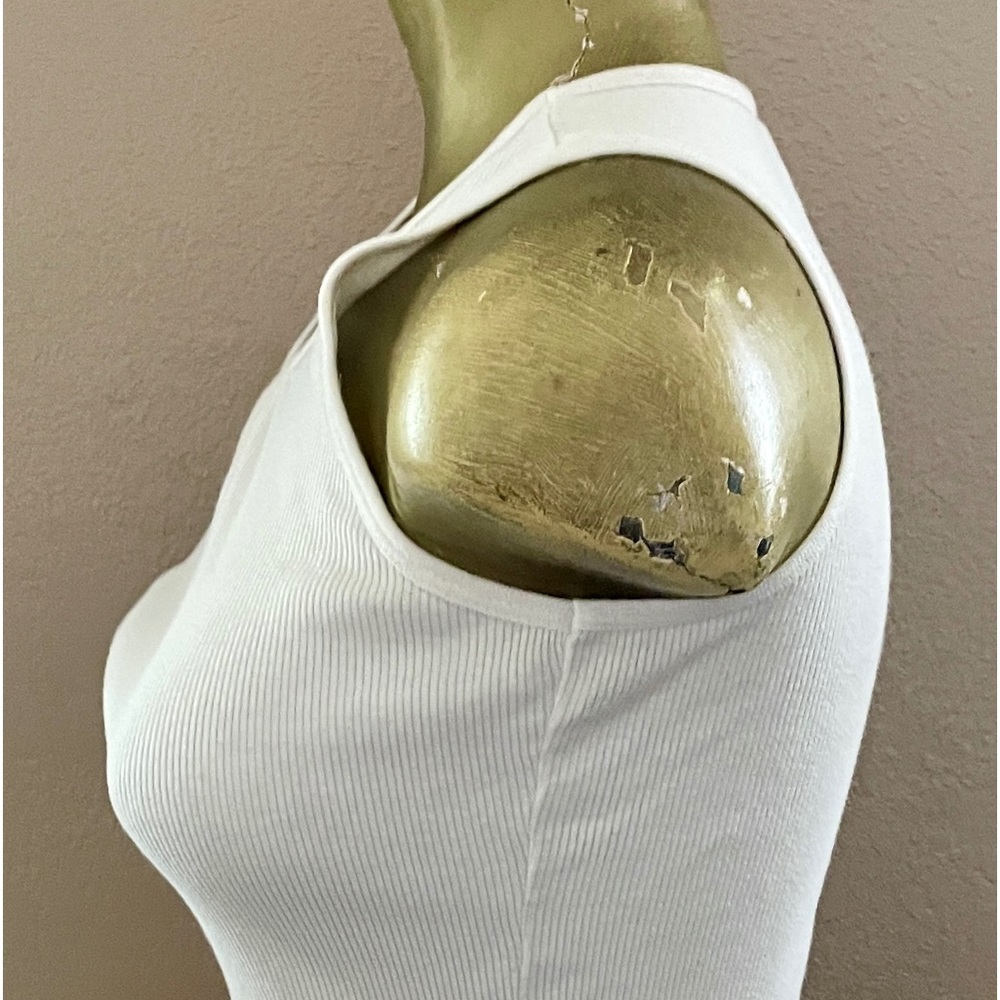 Ivory Pleated Front Ribbed Tank Top XS - Picture 7 of 8